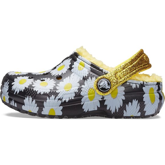 NEW CROCS Size 6 Toddler Classic Lined Vacay Vibes Clog - Black Daisy - Picture 4 of 7